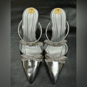 BCBGeneration Silver Bow heels
